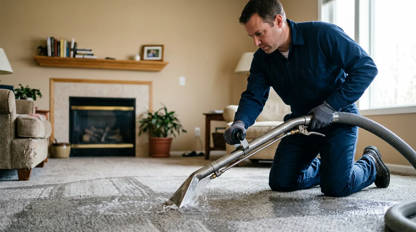 Water damage restoration technician working near Bathgate, ND